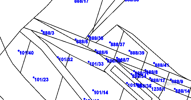 Parcela st. 888/6 v KÚ Neplachov, Katastrální mapa