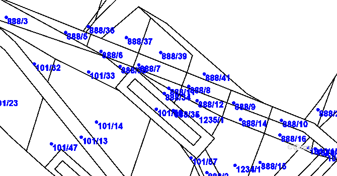 Parcela st. 888/11 v KÚ Neplachov, Katastrální mapa