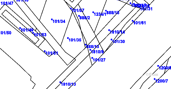 Parcela st. 888/13 v KÚ Neplachov, Katastrální mapa