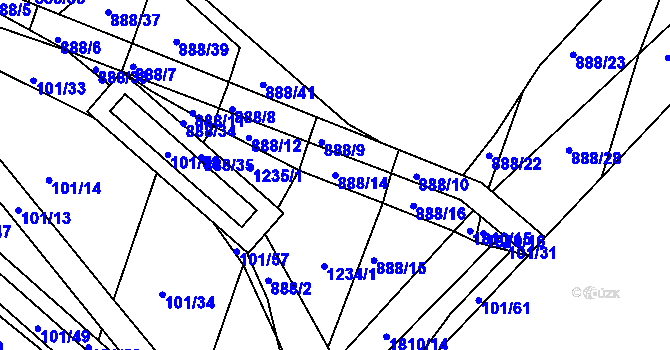 Parcela st. 888/14 v KÚ Neplachov, Katastrální mapa
