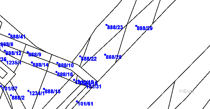 Parcela st. 888/28 v KÚ Neplachov, Katastrální mapa