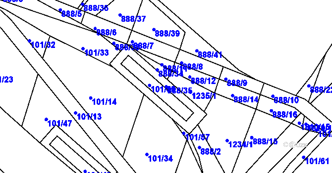 Parcela st. 888/35 v KÚ Neplachov, Katastrální mapa