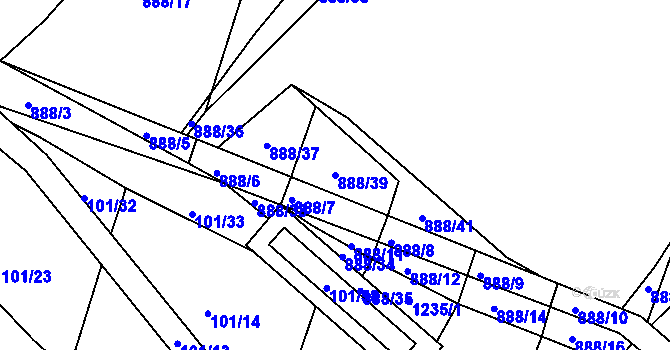 Parcela st. 888/39 v KÚ Neplachov, Katastrální mapa