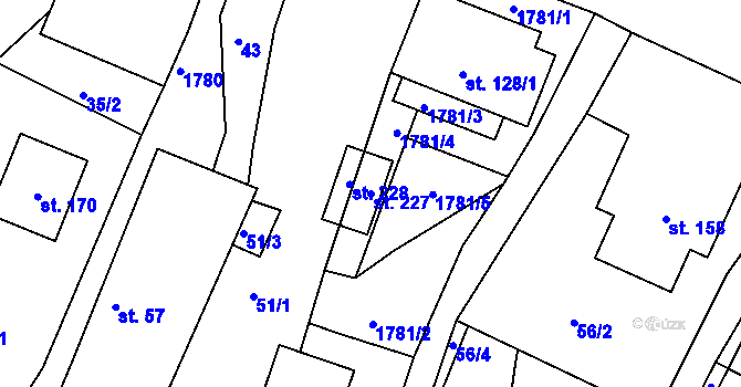 Parcela st. 227 v KÚ Neplachov, Katastrální mapa