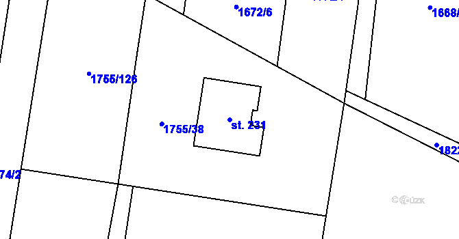 Parcela st. 231 v KÚ Neplachov, Katastrální mapa