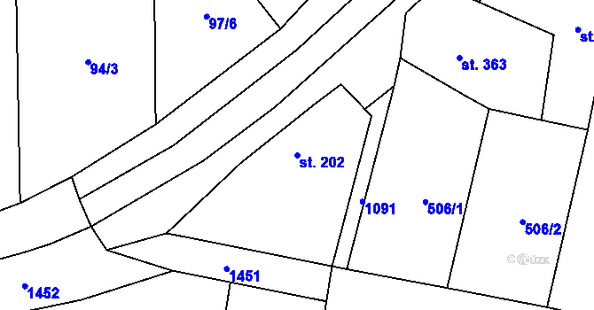 Parcela st. 202 v KÚ Nepolisy, Katastrální mapa