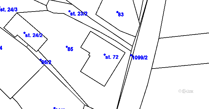 Parcela st. 72 v KÚ Nepoměřice, Katastrální mapa