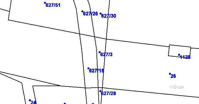 Parcela st. 627/3 v KÚ Nepoměřice, Katastrální mapa