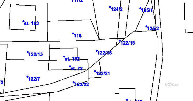 Parcela st. 122/15 v KÚ Nepoměřice, Katastrální mapa