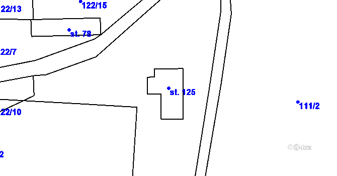 Parcela st. 125 v KÚ Nepoměřice, Katastrální mapa