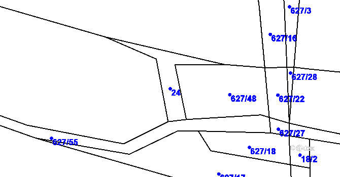 Parcela st. 24 v KÚ Nepoměřice, Katastrální mapa