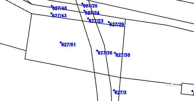 Parcela st. 627/26 v KÚ Nepoměřice, Katastrální mapa