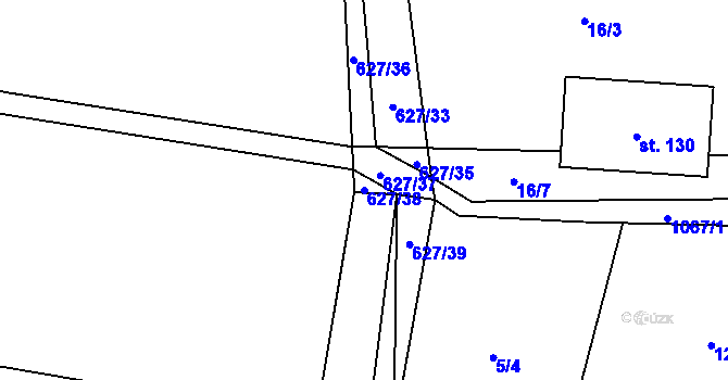 Parcela st. 627/38 v KÚ Nepoměřice, Katastrální mapa