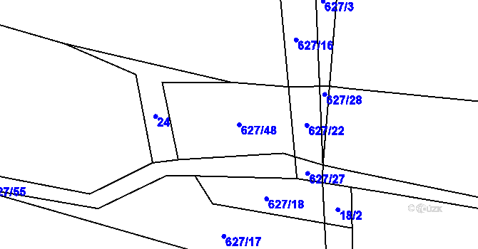 Parcela st. 627/48 v KÚ Nepoměřice, Katastrální mapa