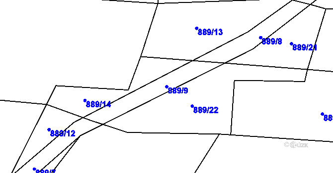 Parcela st. 889/9 v KÚ Nepoměřice, Katastrální mapa