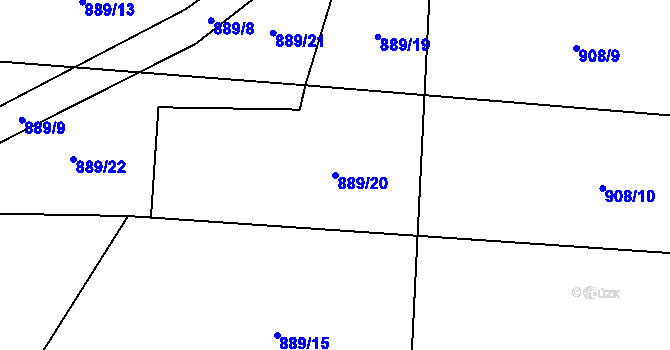 Parcela st. 889/20 v KÚ Nepoměřice, Katastrální mapa