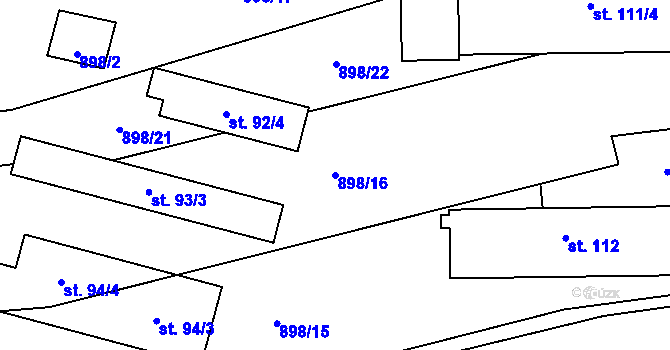 Parcela st. 898/16 v KÚ Nepoměřice, Katastrální mapa
