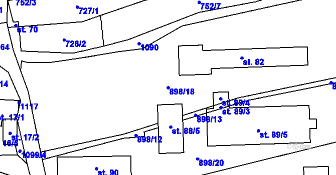 Parcela st. 898/18 v KÚ Nepoměřice, Katastrální mapa