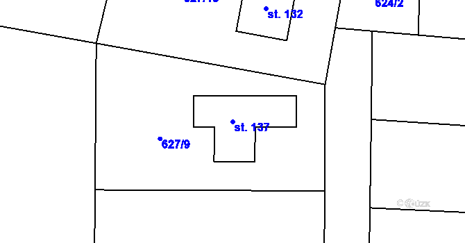 Parcela st. 137 v KÚ Nepoměřice, Katastrální mapa