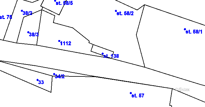Parcela st. 138 v KÚ Nepoměřice, Katastrální mapa