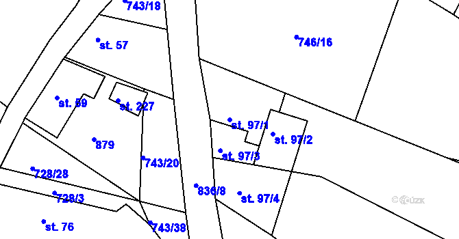 Parcela st. 97/1 v KÚ Nepomuk pod Třemšínem, Katastrální mapa