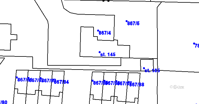 Parcela st. 145 v KÚ Nepomuk pod Třemšínem, Katastrální mapa