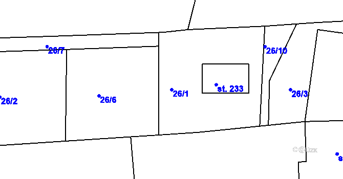 Parcela st. 26/1 v KÚ Nepomuk pod Třemšínem, Katastrální mapa