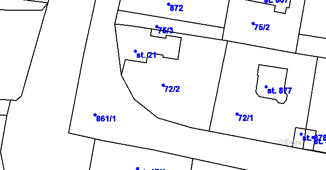 Parcela st. 72/2 v KÚ Nepomuk pod Třemšínem, Katastrální mapa