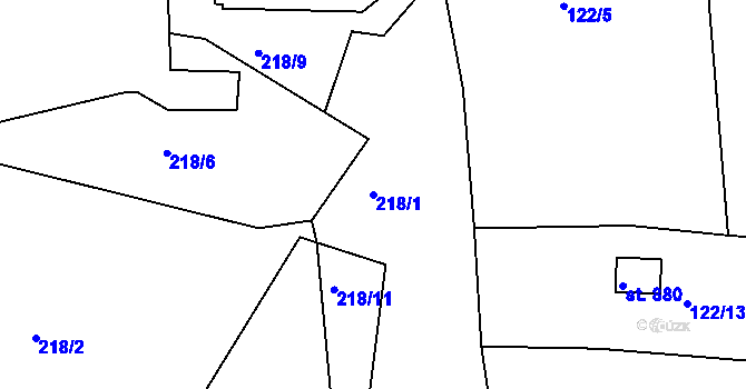 Parcela st. 218/1 v KÚ Nepomuk pod Třemšínem, Katastrální mapa