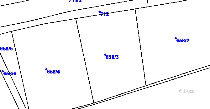 Parcela st. 658/3 v KÚ Nepomuk pod Třemšínem, Katastrální mapa