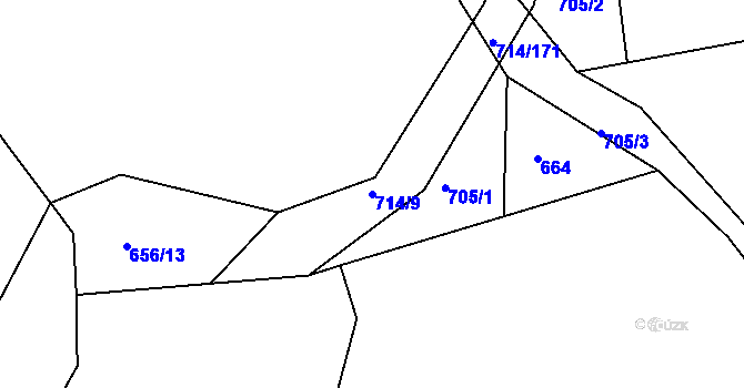 Parcela st. 714/9 v KÚ Nepomuk pod Třemšínem, Katastrální mapa