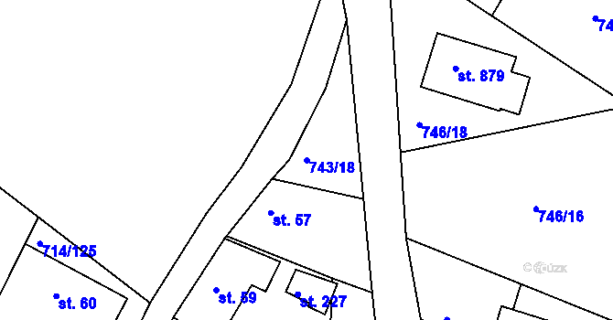Parcela st. 743/18 v KÚ Nepomuk pod Třemšínem, Katastrální mapa