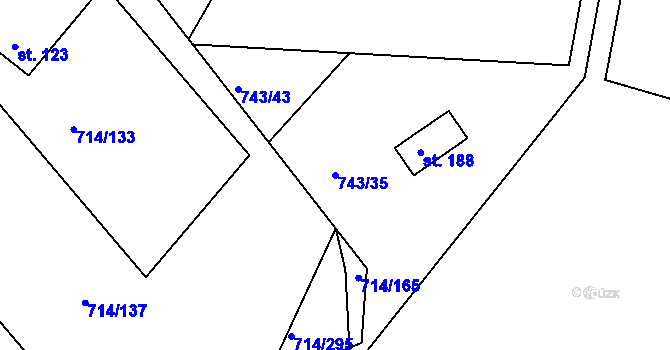 Parcela st. 743/35 v KÚ Nepomuk pod Třemšínem, Katastrální mapa