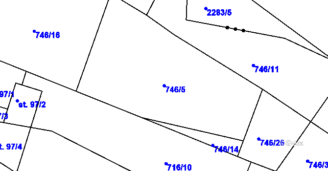 Parcela st. 746/5 v KÚ Nepomuk pod Třemšínem, Katastrální mapa