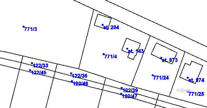 Parcela st. 771/4 v KÚ Nepomuk pod Třemšínem, Katastrální mapa