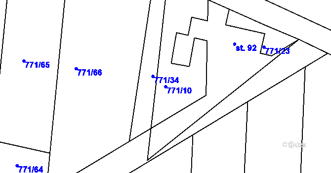 Parcela st. 771/10 v KÚ Nepomuk pod Třemšínem, Katastrální mapa