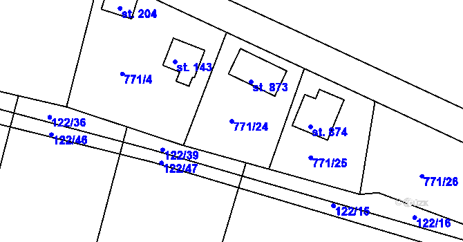 Parcela st. 771/24 v KÚ Nepomuk pod Třemšínem, Katastrální mapa