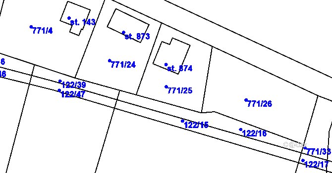 Parcela st. 771/25 v KÚ Nepomuk pod Třemšínem, Katastrální mapa