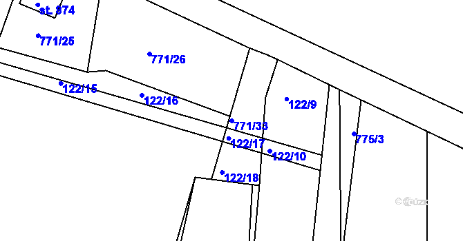 Parcela st. 771/33 v KÚ Nepomuk pod Třemšínem, Katastrální mapa