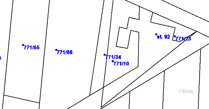 Parcela st. 771/34 v KÚ Nepomuk pod Třemšínem, Katastrální mapa