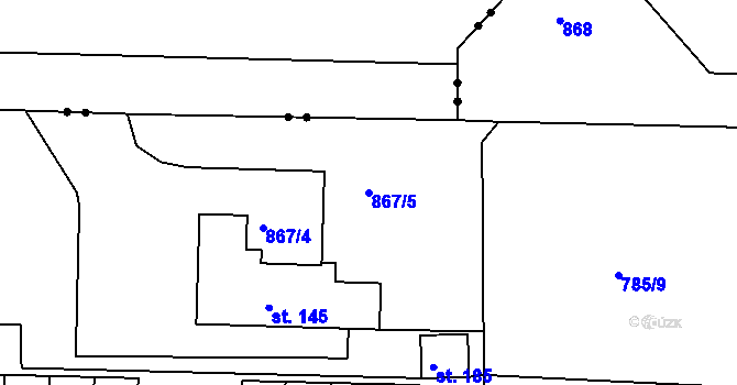 Parcela st. 867/5 v KÚ Nepomuk pod Třemšínem, Katastrální mapa