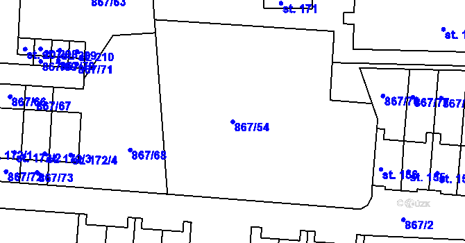 Parcela st. 867/54 v KÚ Nepomuk pod Třemšínem, Katastrální mapa