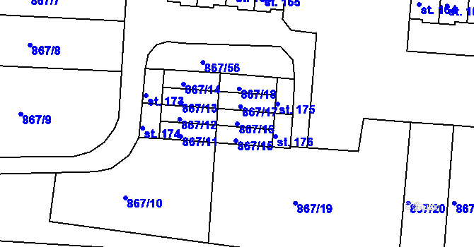 Parcela st. 867/16 v KÚ Nepomuk pod Třemšínem, Katastrální mapa