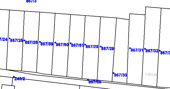 Parcela st. 867/28 v KÚ Nepomuk pod Třemšínem, Katastrální mapa