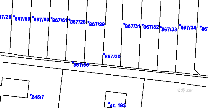 Parcela st. 867/30 v KÚ Nepomuk pod Třemšínem, Katastrální mapa