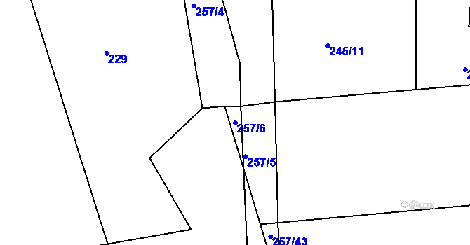 Parcela st. 257/6 v KÚ Nepomuk pod Třemšínem, Katastrální mapa