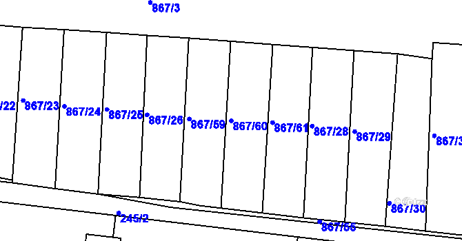 Parcela st. 867/60 v KÚ Nepomuk pod Třemšínem, Katastrální mapa