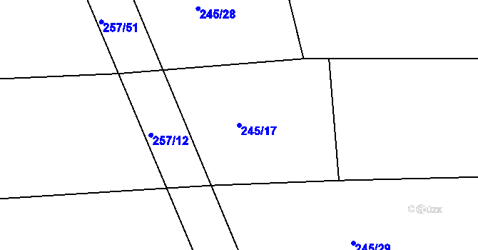 Parcela st. 245/17 v KÚ Nepomuk pod Třemšínem, Katastrální mapa