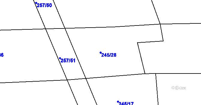Parcela st. 245/28 v KÚ Nepomuk pod Třemšínem, Katastrální mapa