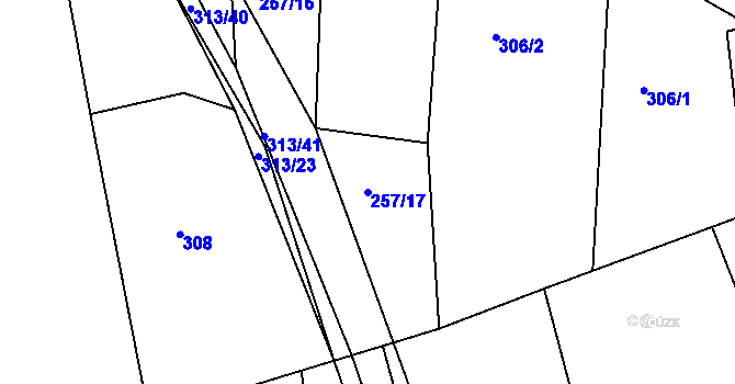 Parcela st. 257/17 v KÚ Nepomuk pod Třemšínem, Katastrální mapa